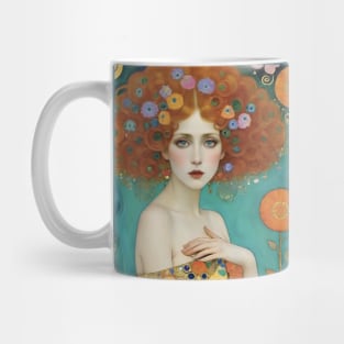 Gustav Klimt's Radiant Muse: Inspired Woman in Gilded Opulence Mug